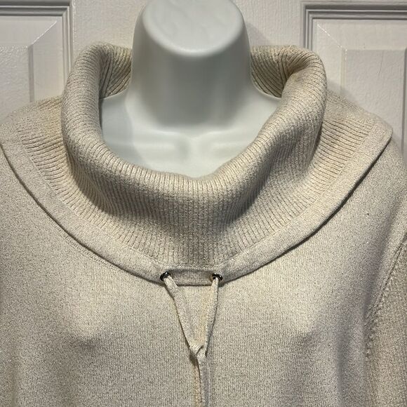 Karl Lagerfeld Paris Cream‎ Cotton Blend Cowl Neck Pullover Sweater Size M/L - Picture 2 of 13